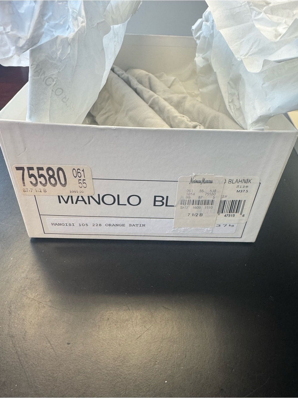 Manolo Blahnik Orange Satin Crystal-Embellished Pumps - Picture 5 of 5